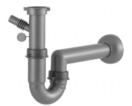 Siphon en plastiquea avec raccord d'appareil pour evier avec 1 cuve