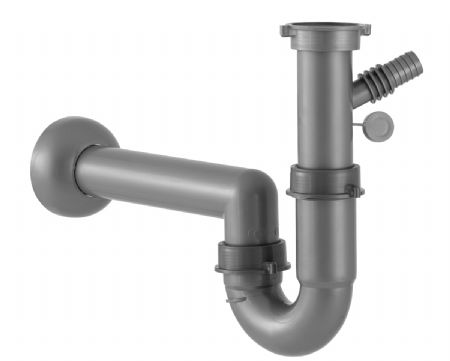 Siphon en plastiquea avec raccord d'appareil pour evier avec 1 cuve