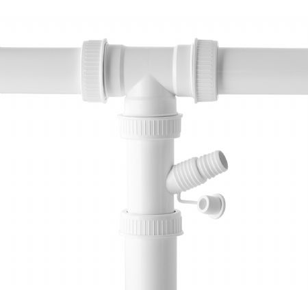 Siphon en plastique avec raccord d'appareil pour evier avec 2 cuve