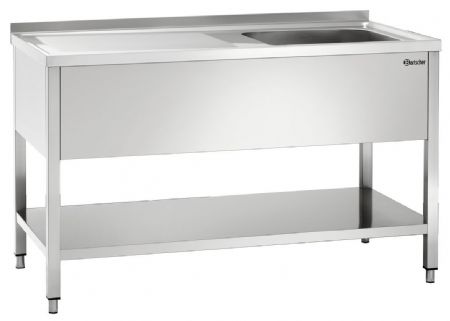 Plonge Inox laverie 700, L1400 bass. DR, 1 bac droite, 1400x700x850 mm - Bartscher - 306630