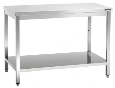 Table de Travail Inox 700, L1400, avec dosseret et étagère, 1400x700x850 mm - Bartscher - 311147
