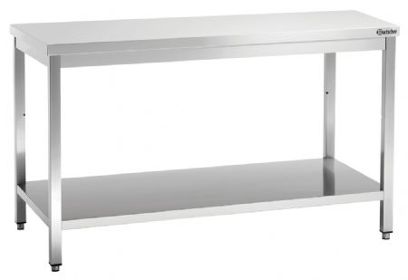 Table de Travail Inox 700, L1600, avec dosseret et étagère, 1600x700x850 mm - Bartscher - 311167