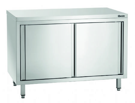 Meuble bas inox ouvert avec 2 portes coulissantes - 1200x700x850 mm