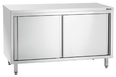 Meuble Bas de Rangement Inox neutres 700, L1400, portes coulissantes, étagères réglables - Bartscher - 337147