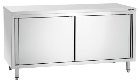 Meuble Bas de Rangement Inox neutres 700, L1600, acier inoxydable, 2 portes coulissantes - Bartscher - 337167