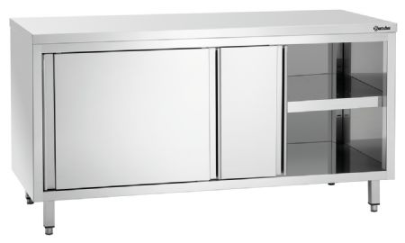 Meuble Bas de Rangement Inox neutres 700, L1600, acier inoxydable, 2 portes coulissantes - Bartscher - 337167