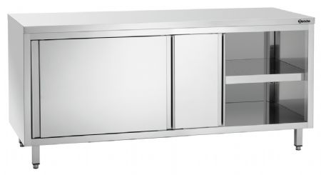 Meuble Bas de Rangement Inox neutre 700, L1800, portes coulissantes - Bartscher - 337187