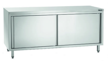 Meuble bas inox ouvert avec 2 portes coulissantes - 1800x700x850 mm