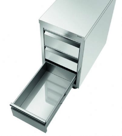 Meuble inox  3 tiroirs 1/1 GN mobile - 400x700x850 mm