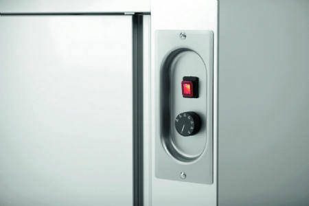 Meuble bas inox chauffant ouvert avec 2 portes coulissantes - 1200x700x850 mm