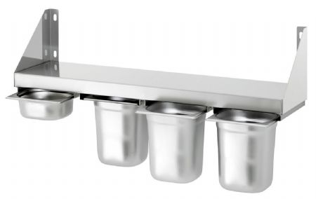 Étagère murale Inox épices, 4x1/6GN, 800x200x150 mm - Bartscher - 389080