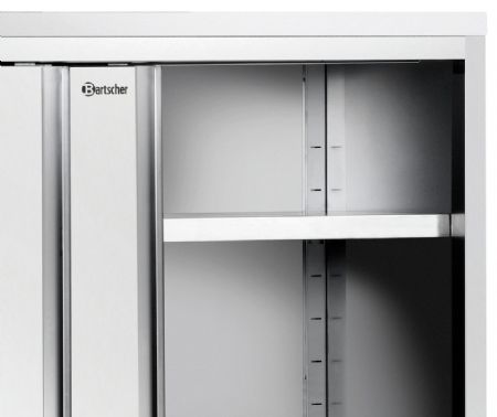 Armoire de Rangements Inox haute 600, L1400, 2PC, AI, portes coulissantes, 1400x600x2000 mm - Bartscher - 398140
