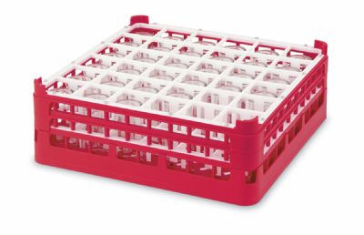 Panier de lavage en plastique 500x500 - Casier à 36 verres cases droites - Hauteur intérieure 71mm Panier de lavage en plastique 500x500 - Casier à 36 verres cases droites - Hauteur intérieure 71mm