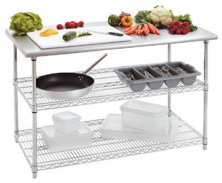 Table de Travail Inox 690, L1300, 2 EI - Bartscher - 601153