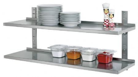 Étagère murale Inox Kit étagère murale 120x355 complet consoles et rails de réglage 1200x360x530 mm - Bartscher - 603012
