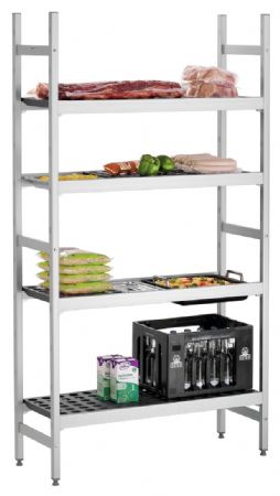 Système rayonnage Kit 1, L960, aluminium, 4 étagères, 960x360x1800 mm - Bartscher - 603151