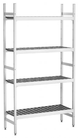 Système rayonnage Kit 1, L960, aluminium, 4 étagères, 960x360x1800 mm - Bartscher - 603151