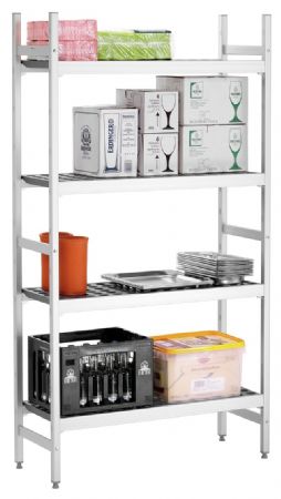 Système rayonnage Kit 1, L960, aluminium, 4 étagères, 960x360x1800 mm - Bartscher - 603151