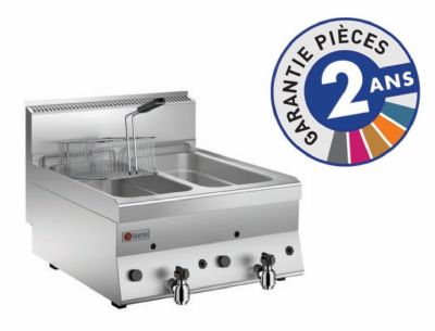 Friteuse gaz de comptoir 2 cuves avec 2x8 L plage 60 à 190 °C puissance 14 kW Friteuse gaz de comptoir 2 cuves avec 2x8 L plage 60 à 190 °C puissance 14 kW