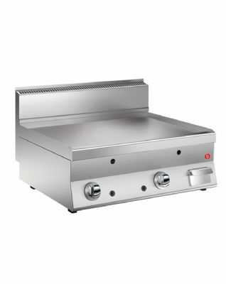 Plancha gaz à poser inox lisse puissance 13 kW avec plaque 796x555 mm Plancha gaz à poser inox lisse puissance 13 kW avec plaque 796x555 mm