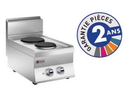 Plaque de cuisson électrique 2 foyers Gamme 650 Baron puissance 4,1 kW Plaque de cuisson électrique 2 foyers Gamme 650 Baron puissance 4,1 kW