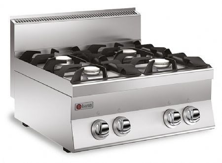 Fourneau Plaque de cuisson - Top 4 feux vifs gaz - Gamme 650 - Baron - 60PCG822 Fourneau Plaque de cuisson - Top 4 feux vifs gaz - Gamme 650 - Baron - 60PCG822
