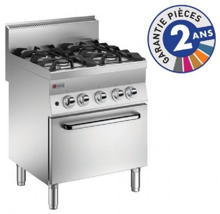 Fourneau 4 feux vifs gaz sur four électrique - Chaleur ventilé - Gamme 650 - Baron - 60PCGFEV722 Fourneau 4 feux vifs gaz sur four électrique - Chaleur ventilé - Gamme 650 - Baron - 60PCGFEV722
