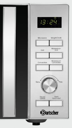 Four à Micro-ondes 19501M-HLGR fonctions air chaud et grill, 25 L, 900 W, commandes mécaniques - Bartscher - 610857