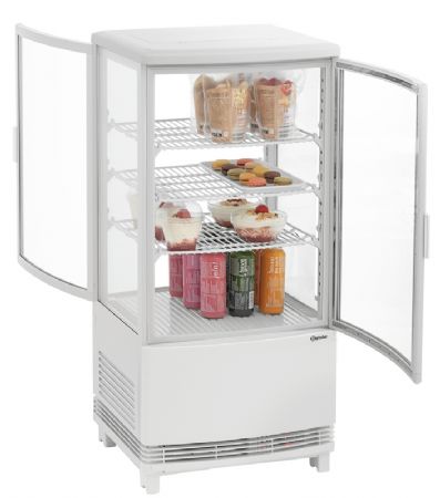 Mini vitrine rfrigre 75 litres blanc avec 3 tablettes intermdiaires