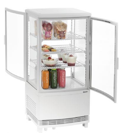 Mini vitrine rfrigre 75 litres blanc avec 3 tablettes intermdiaires