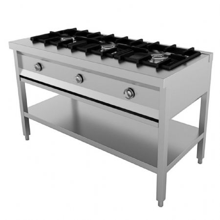Cuisinière professionnelle à poser 3 feux gaz 19,5 kW - Combisteel - 7003.0910