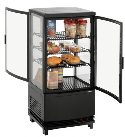 Mini vitrine rfrigre noir 75 litres avec 3 tablettes intermdiaires