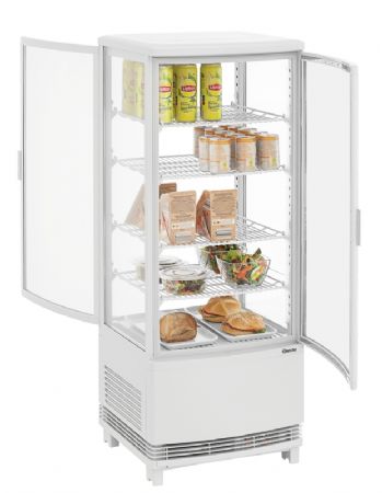 Mini vitrine rfrigre blanc avec 4 tablettes intermdiaires - 98 litres