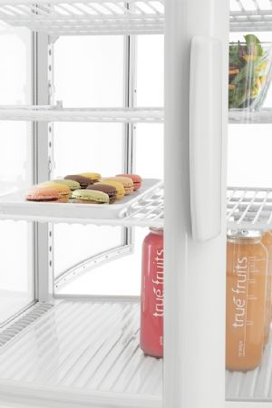 Mini vitrine rfrigre blanc avec 4 tablettes intermdiaires - 98 litres