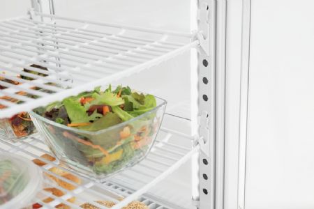 Mini vitrine rfrigre blanc avec 4 tablettes intermdiaires - 98 litres