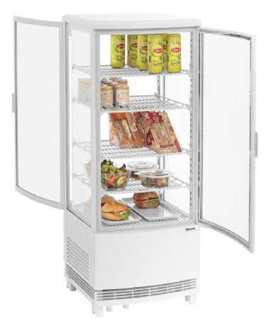 Mini vitrine rfrigre blanc avec 4 tablettes intermdiaires - 98 litres