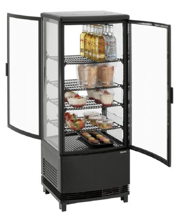 Mini vitrine rfrigre 98 litres noir avec 4 tablettes intermdiaires