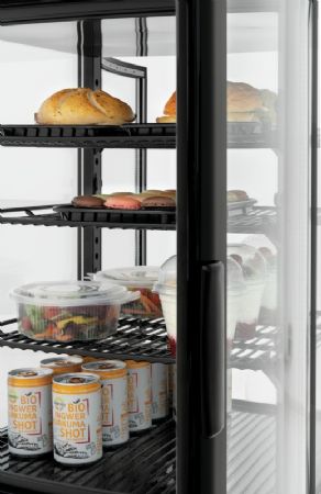 Mini vitrine rfrigre 98 litres noir avec 4 tablettes intermdiaires