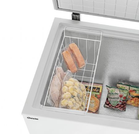 Conglateur coffre inox 479 litres avec 5 paniers amovibles et 1 porte
