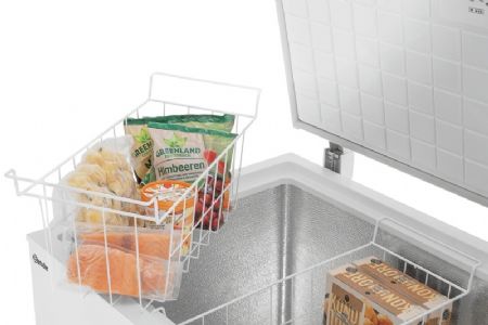 Conglateur coffre inox 479 litres avec 5 paniers amovibles et 1 porte