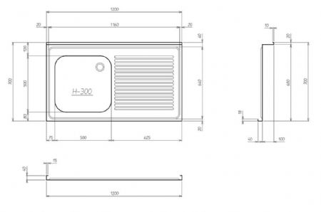 Plonge Inox 1 bac 1200x700x40 mm - Combisteel - 7013.1120