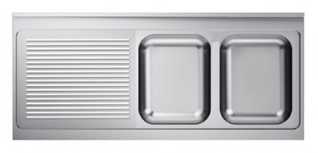 Plonge Inox 2 bacs 1600x700x40 mm - Combisteel - 7013.1165 Plonge Inox 2 bacs 1600x700x40 mm - Combisteel - 7013.1165