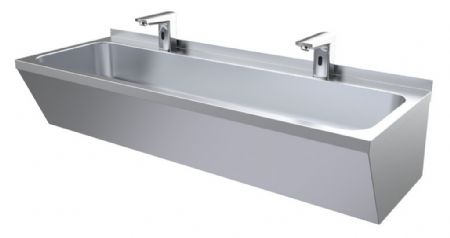 Lavabo double en acier inox sans robinets - 1200x425x165mm
