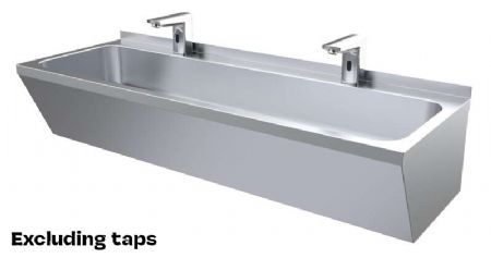Lavabo double en acier inox sans robinets - 1200x425x165mm