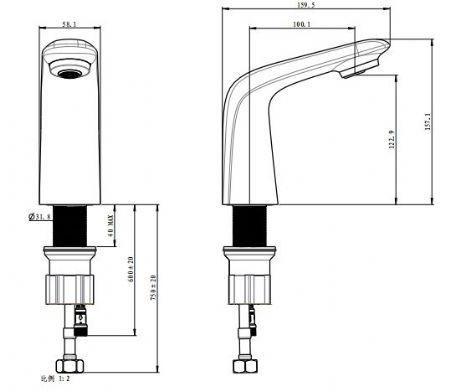Robinet électronique sans contact plonge cuisine capteur infrarouge et acier inoxydable 304 - Combisteel - 7013.1235