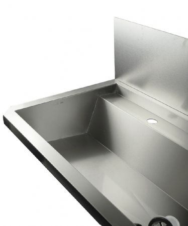 Lave-mains inox extra-large 2400 mm avec crédence intégrée et 4 trous pré-percés - Combisteel - 7013.4615
