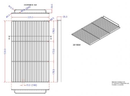 Grille en acier inoxydable 1/1 gn 325x530