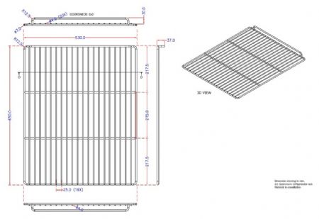 Grille en acier inoxydable 2/1 gn 530x650