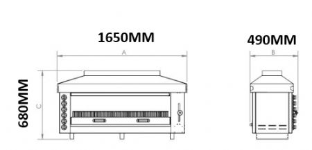 Salamandre Gaz 1650x490x680 mm - Combisteel - 7049.0115