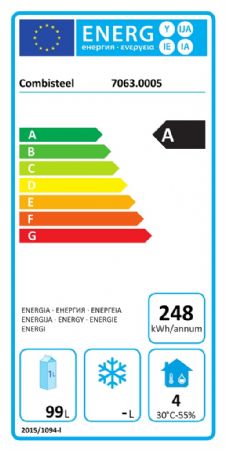 R�frig�rateur en acier inoxydable � 1 porte de 200 litres - 600x635x835 mm